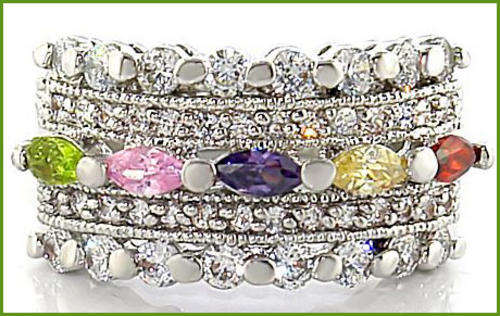 MULTI COLOURED CUBIC ZIRCONIA RING & FREE BRACELET!!