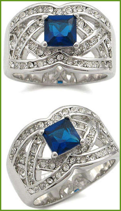 SIMULATED SAPPHIRE LADIES RING