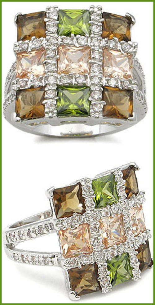 MULTI COLOURED CUBIC ZIRCONIA RING