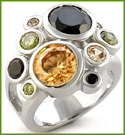 MULTI COLOURED CUBIC ZIRCONIA RING