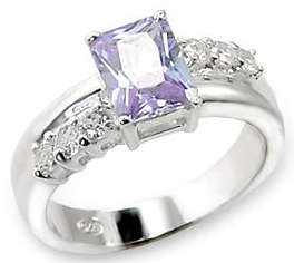 STERLING SILVER SIMULATED AMETHYST RING