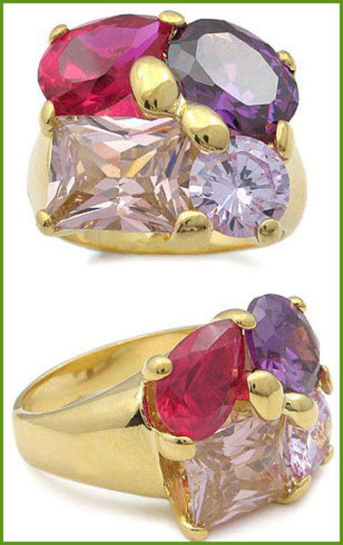 MULTI COLOURED CUBIC ZIRCONIA RING & FREE BRACELET!!