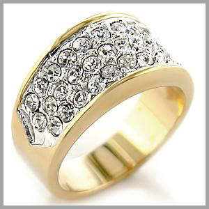 18K YELLOW GOLD SIMULATED DIAMOND RING