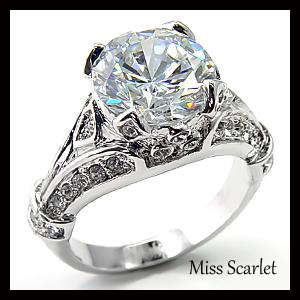 SIMULATED DIAMOND 18KT WHITE GOLD PLATED RING