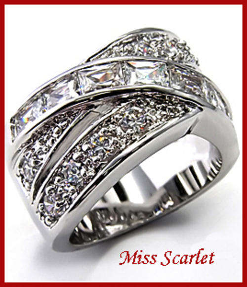 SIMULATED DIAMOND 18KT WHITE GOLD PLATED RING