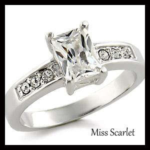 SIMULATED DIAMOND 18KT WHITE GOLD PLATED RING