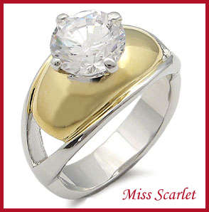 SIMULATED DIAMOND 18KT YELLOW GOLD PLATED RING