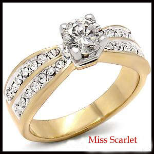 SIMULATED DIAMOND 18KT YELLOW GOLD PLATED RING