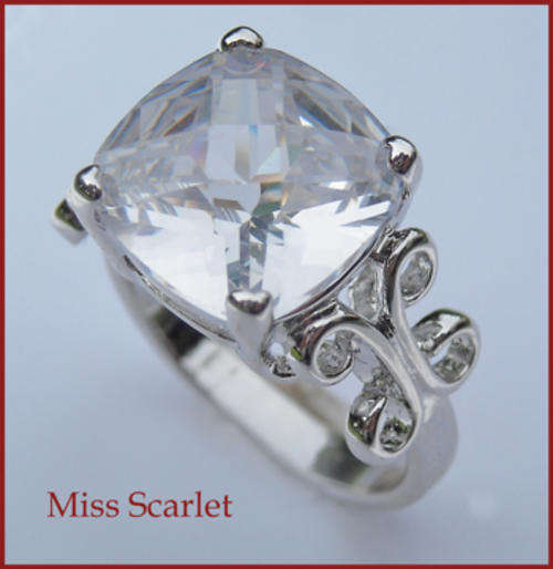 SIMULATED DIAMOND 18KT WHITE GOLD PLATED RING