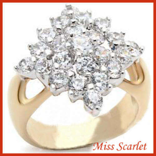 SIMULATED DIAMOND YELLOW GOLD PLATED RING