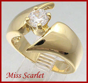 SIMULATED DIAMOND YELLOW GOLD PLATED RING