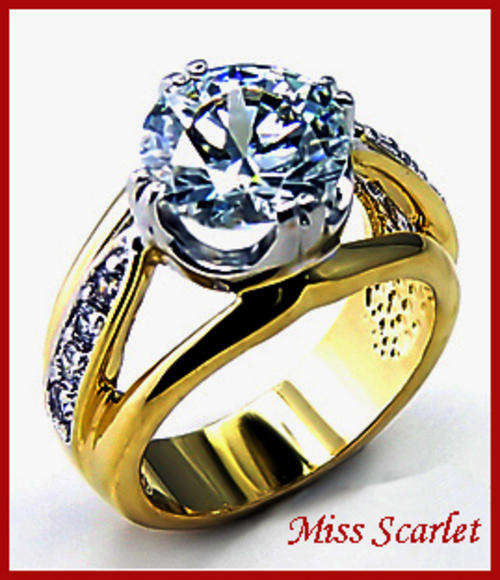 SIMULATED DIAMOND YELLOW GOLD PLATED RING