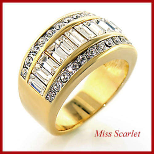SIMULATED DIAMOND YELLOW GOLD PLATED RING