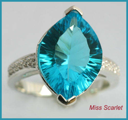 STERLING SILVER SIMULATED BLUE TOPAZ LADIES RING - FULLY HALLMARKED 925