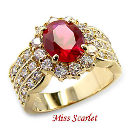 18K GOLD PLATED SIMULATED RUBY RING