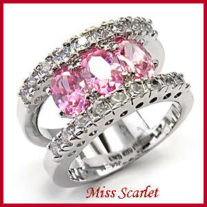 18K WHITE GOLD PLATED SIMULATED PINK TOPAZ RING