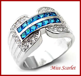 SIMULATED SAPPHIRE AND SIMULATED DIAMOND RING