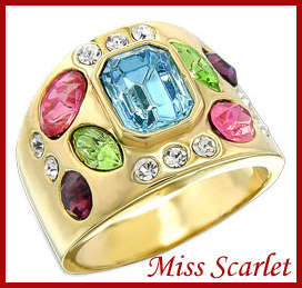 18K YELLOW  GOLD SWAROVSKI CRYSTAL RING