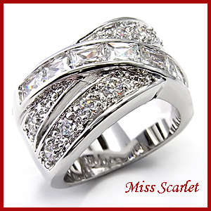 Rhodium  Plated Cubic Zirconia Ring