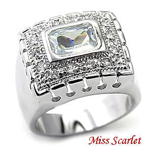 Rhodium  Plated Cubic Zirconia Ring