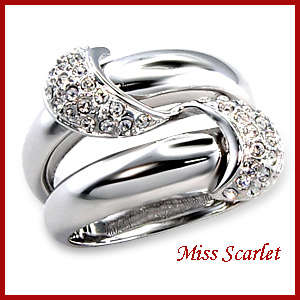 Rhodium  Plated Cubic Zirconia Ring