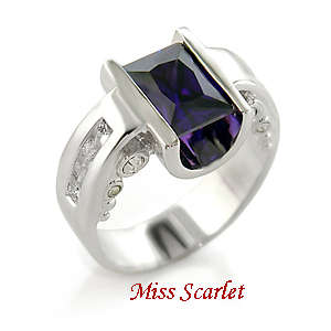 GORGEOUS SIMULATED AMETHYST AND CUBIC ZIRCONIA RING
