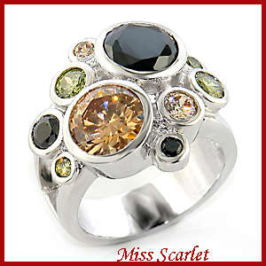 MULTI COLOURED CUBIC ZIRCONIA RING