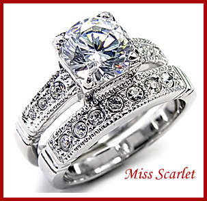 SIMULATED DIAMOND 2pce WEDDING RING SET