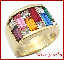 Multi Coloured CZ Diamond Gold Ring