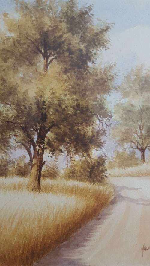 ORIGINAL  MALACHI (MALCOLM) SMITH (SA 1948-2012 ) WATERCOLOUR LANDSCAPE