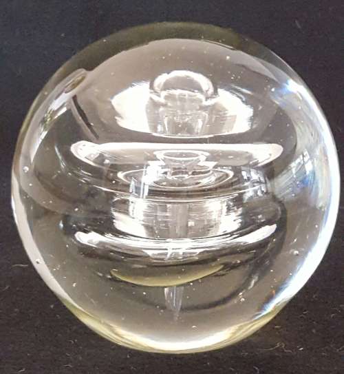 LARGE & HEAVY CLEAR GLASS PAPERWEIGHT WITH INTERNAL VORTEX SPIRAL