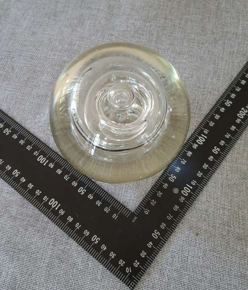 LARGE & HEAVY CLEAR GLASS PAPERWEIGHT WITH INTERNAL VORTEX SPIRAL