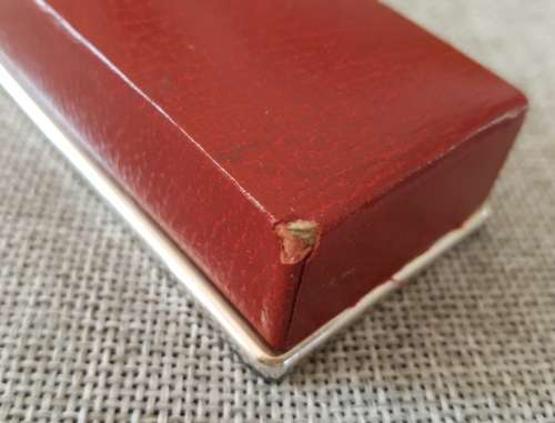 1960's RED HINGED OMEGA WATCH PRESENTATION BOX.
