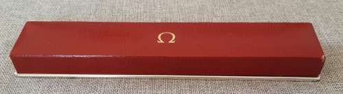 1960's RED HINGED OMEGA WATCH PRESENTATION BOX.
