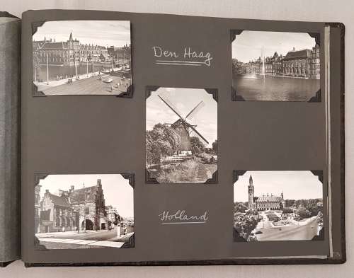 Tooled Leather Album with  Photos of European Cities in 1958