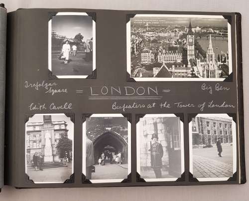 Tooled Leather Album with  Photos of European Cities in 1958
