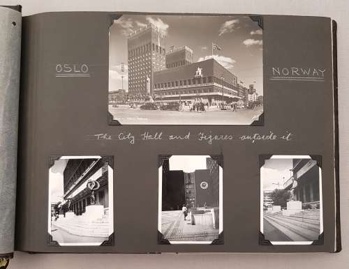 Tooled Leather Album with  Photos of European Cities in 1958