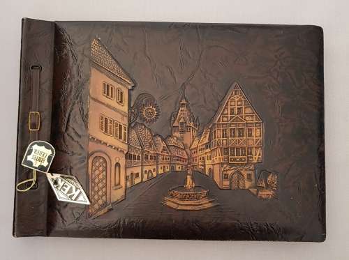 Tooled Leather Album with  Photos of European Cities in 1958
