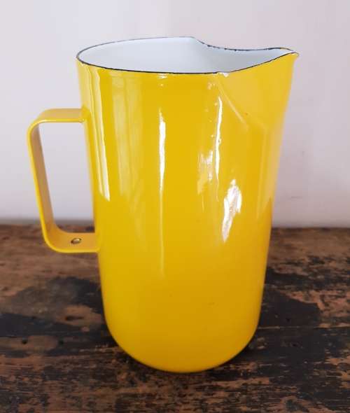 Mid-Century Modern Arabia, Finland, Finel, Kay Franck Design, Yellow Enamel Jug