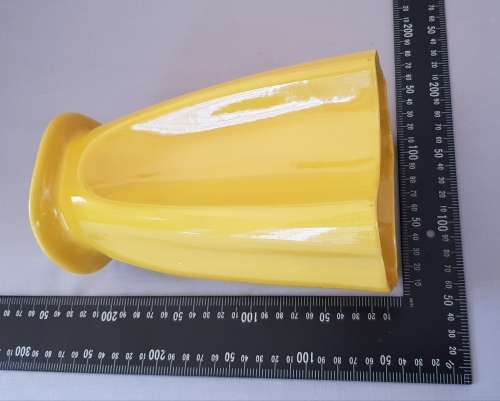 LUCIA WARE - MID CENTURY MODERN MATCHING PAIR OF CANARY YELLOW FREE FORM VASES