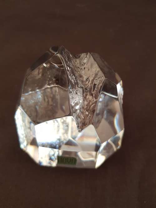 Vintage Hoya Crystal Art Glass Multi Faceted Iceberg Paperweight Sculpture, Japan