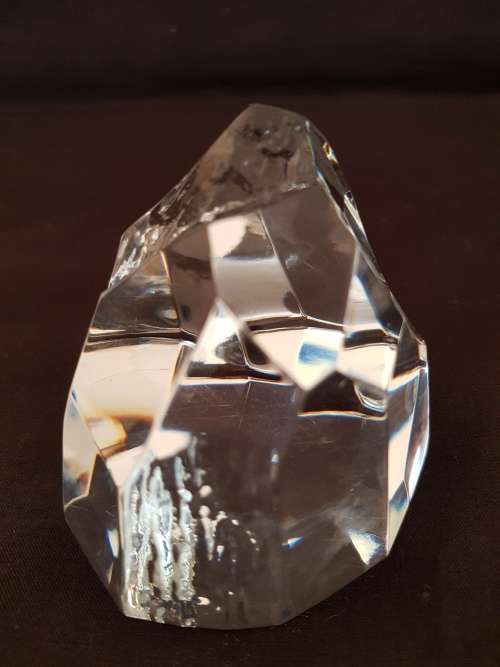 Vintage Hoya Crystal Art Glass Multi Faceted Iceberg Paperweight Sculpture, Japan