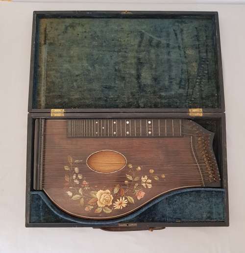 Rare Antique German Concert  Zither / Fretted Fingerboard / Lap Guitar in Carry Case