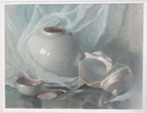 WH Coetzer Pastel - Vase and Sea Shells