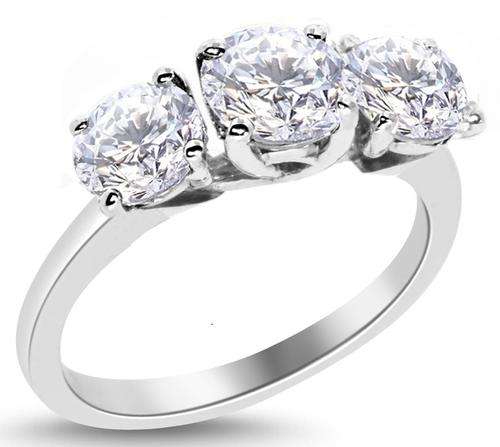 EXQUISITE 14K SOLID WHITE GOLD SPARKLING DIAMOND 3 STONE   RING! 1.450CTS  VAL: R88'942.00