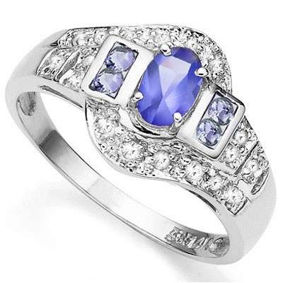 STRIKING!  14K SOLID WHITE GOLD  TANZANITE AND DIAMOND RING! 0.750CTS  VALUE : R16'332.00