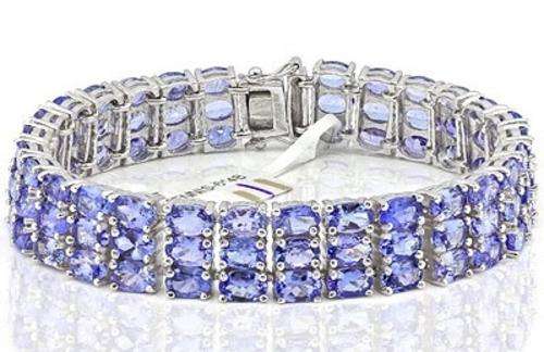 STUNNING TANZANITE BRACELET SET IN SOLID STERLING SILVER! 37.800CTS  VALUE : R41'212.00