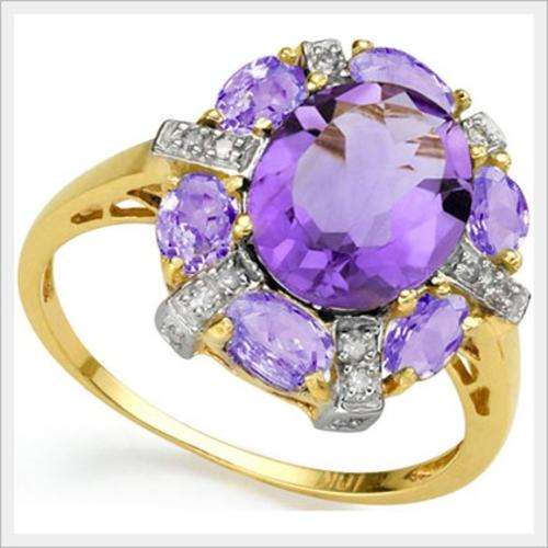 10K SOLID YELLOW  GOLD BRAZILIAN AMETHYST  AND DIAMOND RING!  3.550CTS ERV:  R14'267.00