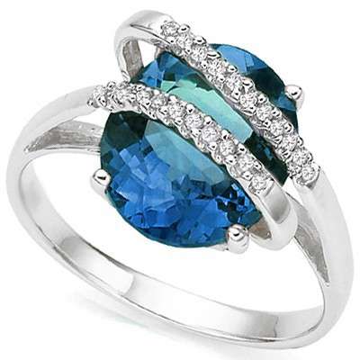 GORGEOUS  10K SOLID WHITE  GOLD NEPTUNE TOPAZ  AND DIAMOND  RING! 5.750CTS