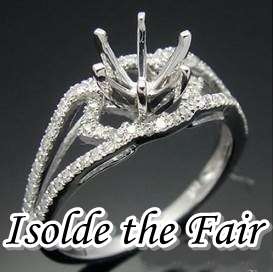 "Isolde The Fair" Semi Mount Setting . 14k Solid White Gold, 0.300cts Diamonds *Made To Order*
